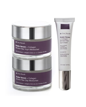 Snake Venom + Collagen Wrinkle Filler Day Moisturiser 50ml + Snake Venom + Collagen Wrinkle Filler Night Moisturiser 50ml + Snake Venom + Collagen Wrinkle Filler Eye Cream 15