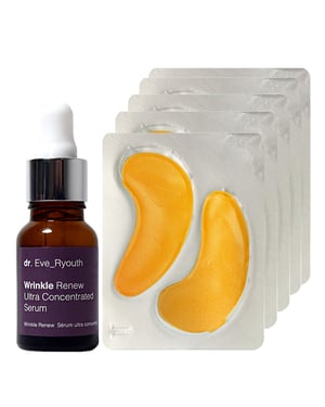 Wrinkle Renew Ultra Concentrated Serum 15ml + 24K Gold + Antioxidant Hydrating Eye Treatments Pads