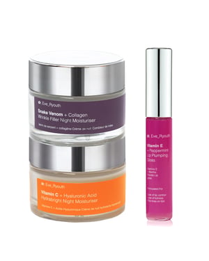 Vitamin C + Hyaluronic Acid Hydrabright Night Moisturiser 50ml + Snake Venom + Collagen Wrinkle Filler Night Moisturiser 50ml + Vitamin E Lip Plumps 8ml