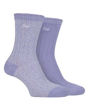 Jeep - Set van 2 superzachte sokken voor wandelschoenen voor dames - Lila / Crème