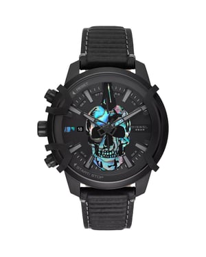 Diesel DZ4576 Griffed Chronograaf Zwart Leren Horloge