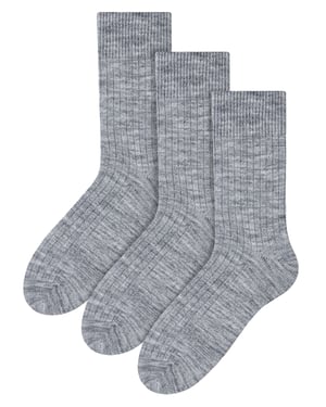 3 Pairs Multipack Mens Alpaca Wool Socks | Steven | Winter Thick Warm Boot Socks - Light Grey