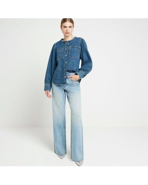 River Island Womens Straight Jeans Blue High Waisted Relaxed