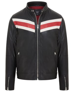 Herr Svart Café Racer Biker skinnjacka - Aniak
