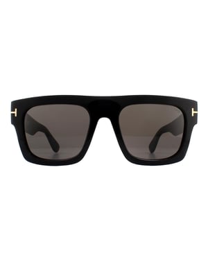 Tom Ford Square Mens glanzende zwarte rook grijze zonnebril
