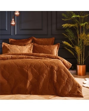 Paoletti Palmeria Quilted Velvet Duvet Cover Set