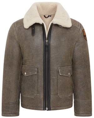 Herr Grå B3 Shearling Bomber Aviator Jacka - Akutan