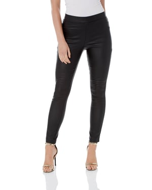 Faux Leather Pull On Elastic Waist Trousers