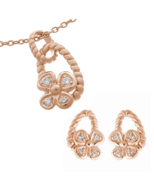Orphelia Women's 925 Sterling Silver Set: Chain-Pendant + Earrings - Rose SET-6020/1