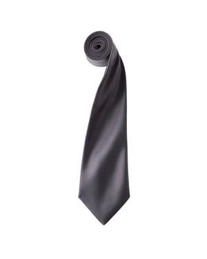 Premier Mens Plain Satin Tie (Narrow Blade) (Dark Grey)