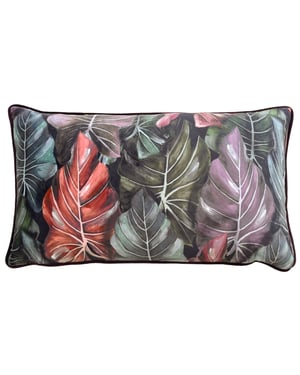 Wylder Tropics Mogori Leafage Piped Velvet Feather Filled Cushion