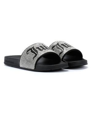 Juicy Couture Donna black diamante-slippers voor dames