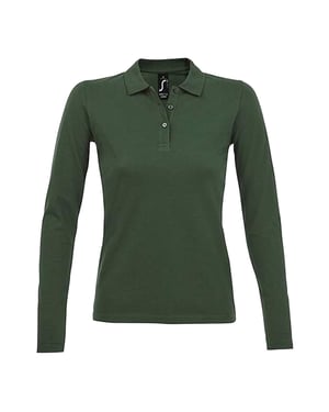 SOLS Dames/Dames Perfect Pique Poloshirt met Lange Mouwen (Fles groen)