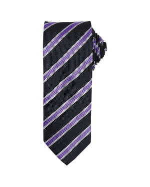 Premier Mens Stripe Waffle Tie (Black/Rich Violet)