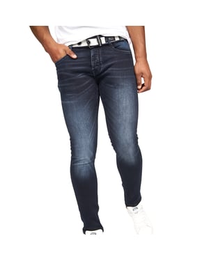 Crosshatch Mens Barbeck Slim Jeans (Blå Svart)