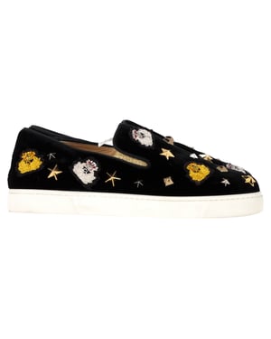 Christian Louboutin Mister Academy Slip On Sneakers In Black Velvet