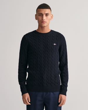 GANT Mens Cotton Cable Knit Crew Neck Jumper