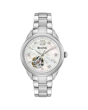 Bulova Automatic Ladies dameshorloge Zilverkleurig 96P181