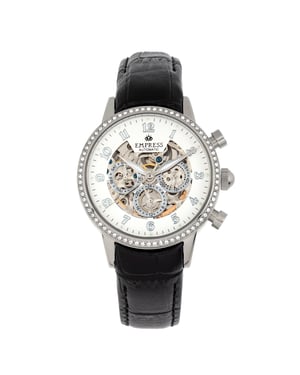 Empress Beatrice automatisch skelet wijzerplaat horloge met lederen band met dag/datum