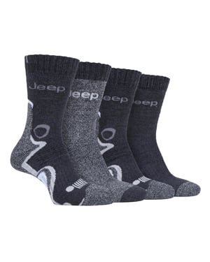 JEEP - 4 Pairs Mens Anti Blister Thick Cushioned Luxury Boot Socks