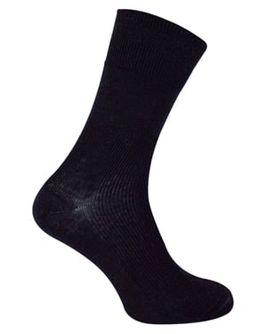 Mens Wool Diabetic Socks in Black | Dr.Socks | Extra Wide Ribbed Seamless Merino Wool Socks - Black