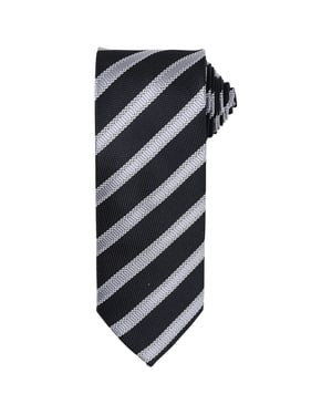 Premier Mens Stripe Waffle Tie (Black/Dark Grey)