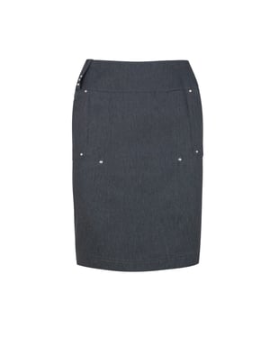 Mörkgrå denimliknande pennkjol med strassdetalj