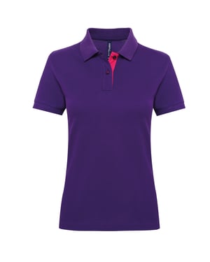 Asquith & Fox Womens/Ladies Short Sleeve Contrast Polo Shirt (Purple/ Pink)