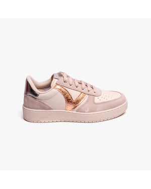 MADRID METAL & SPLIT LEATHER Womens Trainers Nude