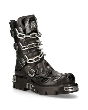 New Rock zwarte puntige gotische laarzen met halfhoge kuit-727-S1