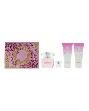 Versace Bright Crystal Eau De Toilette 90ml + Shower Gel 100ml + Body Lotion 100ml Gift Set