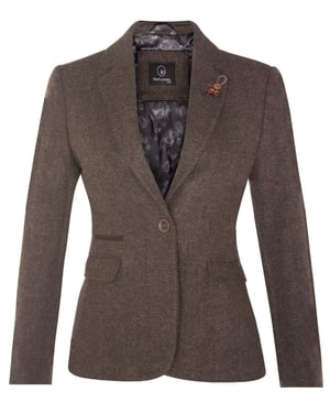 Dames Tweed jaren 1920 visgraatbruine blazer