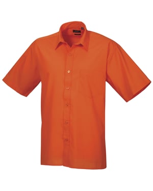 Premier Heren Korte Mouw Formele Poplin Gewoon Werk Shirt (Oranje)