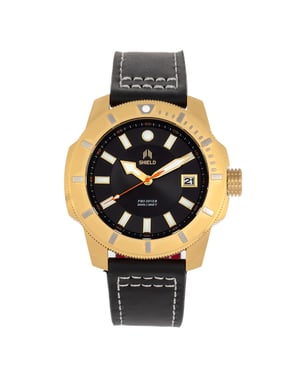 Shield Shaw Leather-Band Men's Diver Watch w/Date