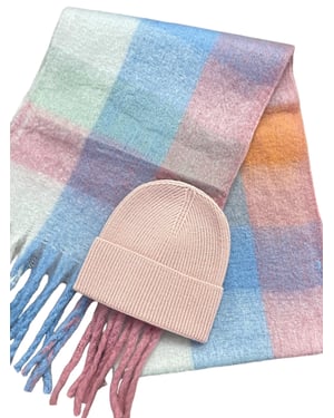 Light Check Scarf & Beanie Set