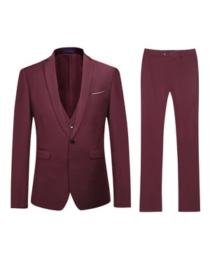 3-delad Slim Fit Classic Maroon kostym