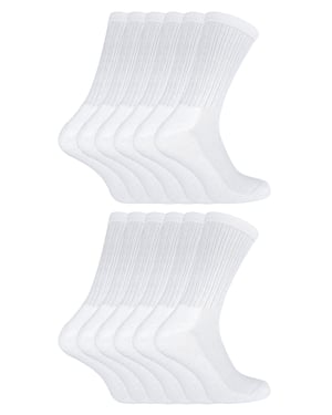 12 par multipack bambu-sportstrumpor för barn | Sock Snob | mjuka, andningsaktiva, atletiska löparstrumpor | perfekta strumpor för gymnastik och idrottsdagar - vit