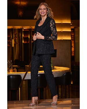 Black Premium Lace Detail Tuxedo Trousers