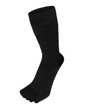 TOETOE - Mens & Ladies Outdoor Soft Wool Moisture Wicking Mid Calf Toe Socks - Black