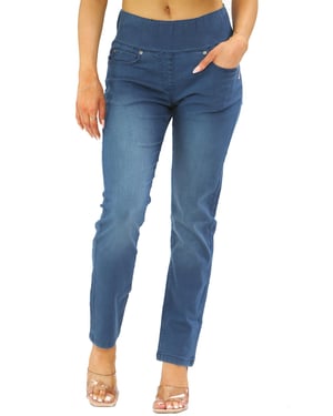 Jeans voor dames met elastische taille en buikcontrole in blauw