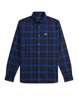 Fred Perry Long Sleeve Navy Blue Tartan Shirt