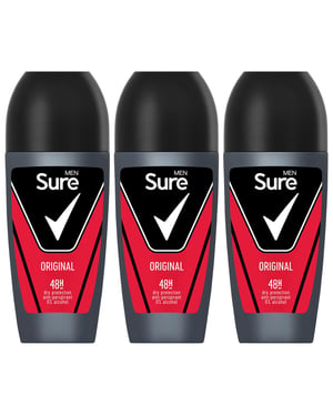 Sure Men Original Anti-perspirant 48H Dry Protection Roll-On Deodorant, 3x50ml