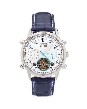 Heritor automatisch Wilhelm semi-skelet lederen band horloge met dag/datum