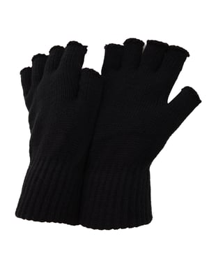 FLOSO Mens Fingerless Winter Gloves (Black)