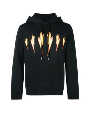 Neil Barrett Thunder Flame Lightning Bolt Logo Black Hoodie