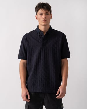 Armani Exchange Mens Regular Fit Polo Shirt with Tone-On-Tone Allover Logo