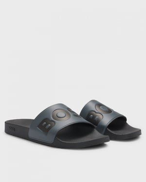 BOSS Orange Aryeh Mens Italian-Made Slides With Large Logo Detail