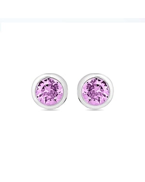 Luxenter essentiële oorbellen in 925 sterling zilver en amethist zirkonia met gerhodineerde afwerking