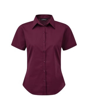 Premier Popeline blouse met korte mouwen / Gewoon werkoverhemd (Aubergine)