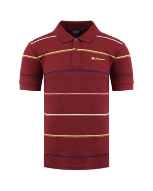 Ben Sherman Stripped Herr Burgundy Polo Shirt